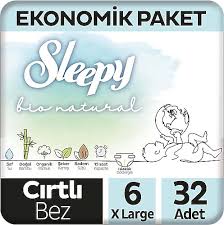 Sleepy Bio Natural 6 Numara XLarge 32'li Bebek Bezi